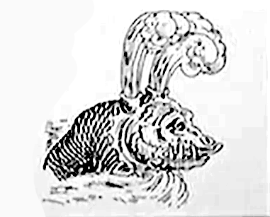 a 17th century illustration of a weird fish with some kind of horns and also tusks